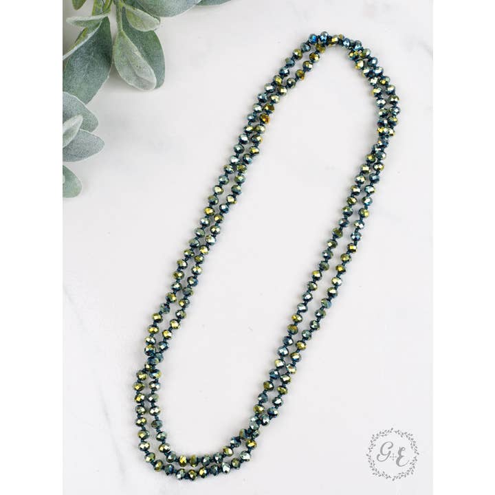 Double Wrap Beaded Necklace-Metallic Mermaid Double Wrap Beaded Necklace-Metallic Mermaid