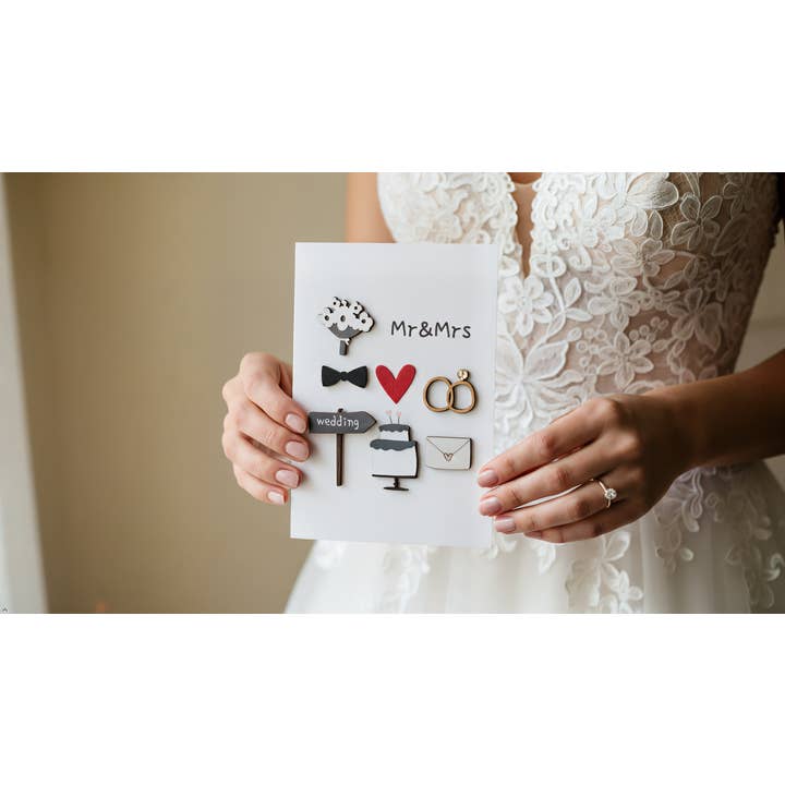 PESKOVOI - Wholesale Wedding Card - 3D Wooden Wedding Card – Mr & Mrs Handmade Card by PESKOVOI2