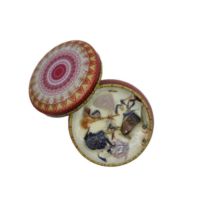 Bougie décorative de méditation en cristal biologique Tangerine pour la vente par SWC Sisu Wellness Center