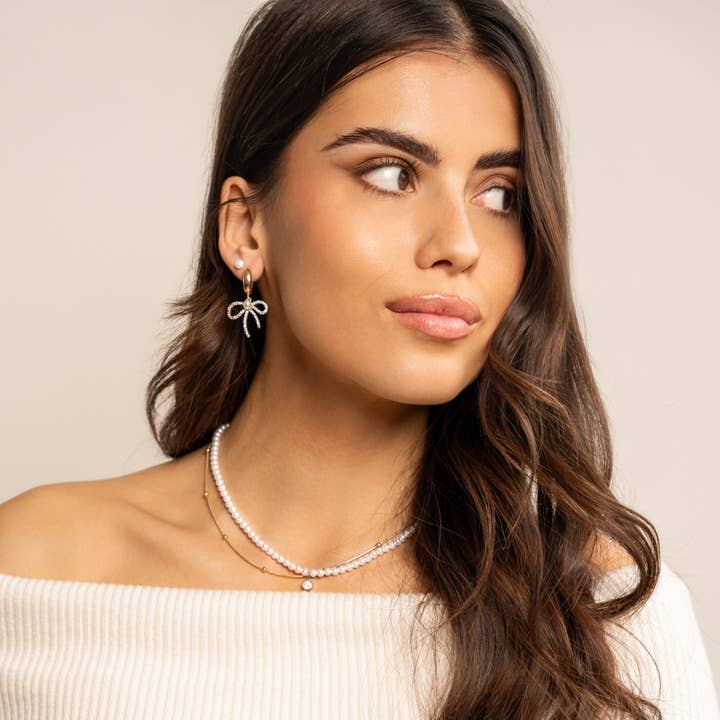 Rosies - Wholesale Dangle Earrings - Earrings pearl bow