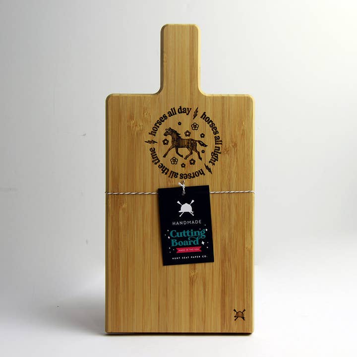 Horses All Day Bamboo Mini Charcuterie Board for wholesale by Hunt Seat Paper Co.