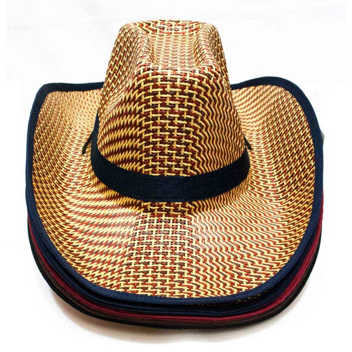 HALLEE - Vente Chapeau de paille – unisexe - Chapeau de cowboy en paille d'été unisexe - Assortiment1