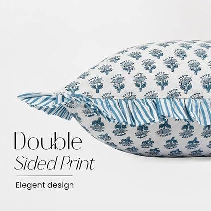 Cotton Ruffle Sham Cover - Apatite Blue for wholesale by Cotton Print Club