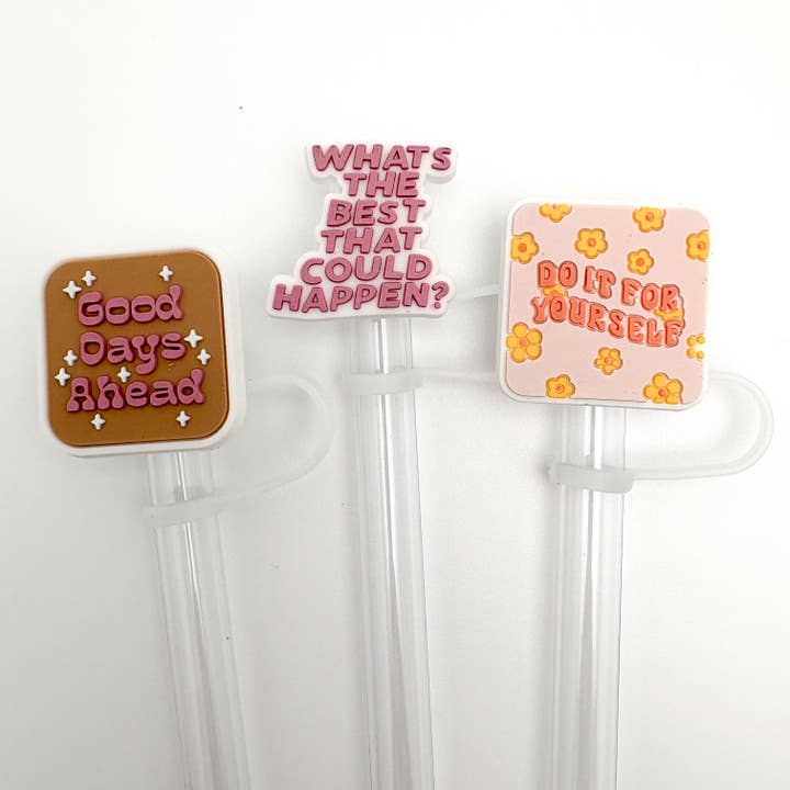 Vroom Blooms - Wholesale Drinking Straw - Straw Topper 3 pack - Positive Uplifting Quotes 1