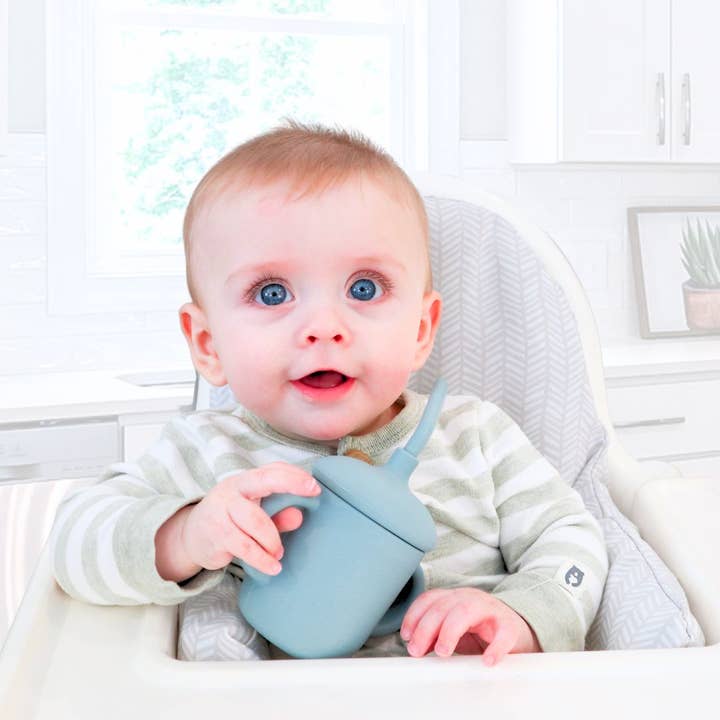 Sippy Cup with Straw, Spill-Proof & Anti-Stain - Dusty Teal for wholesale on Faire
