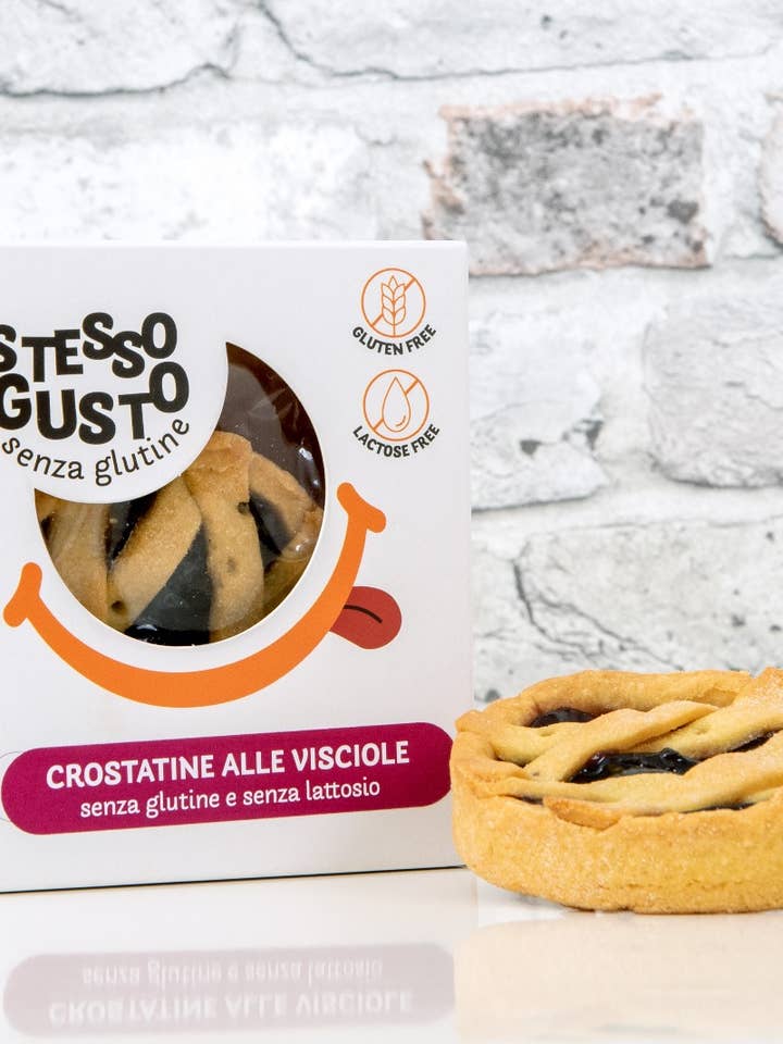 Tart with sour cherry jam 240g (3x 80g) for wholesale by SPAZIOGOLOSO! laboratorio artigianale senza glutine