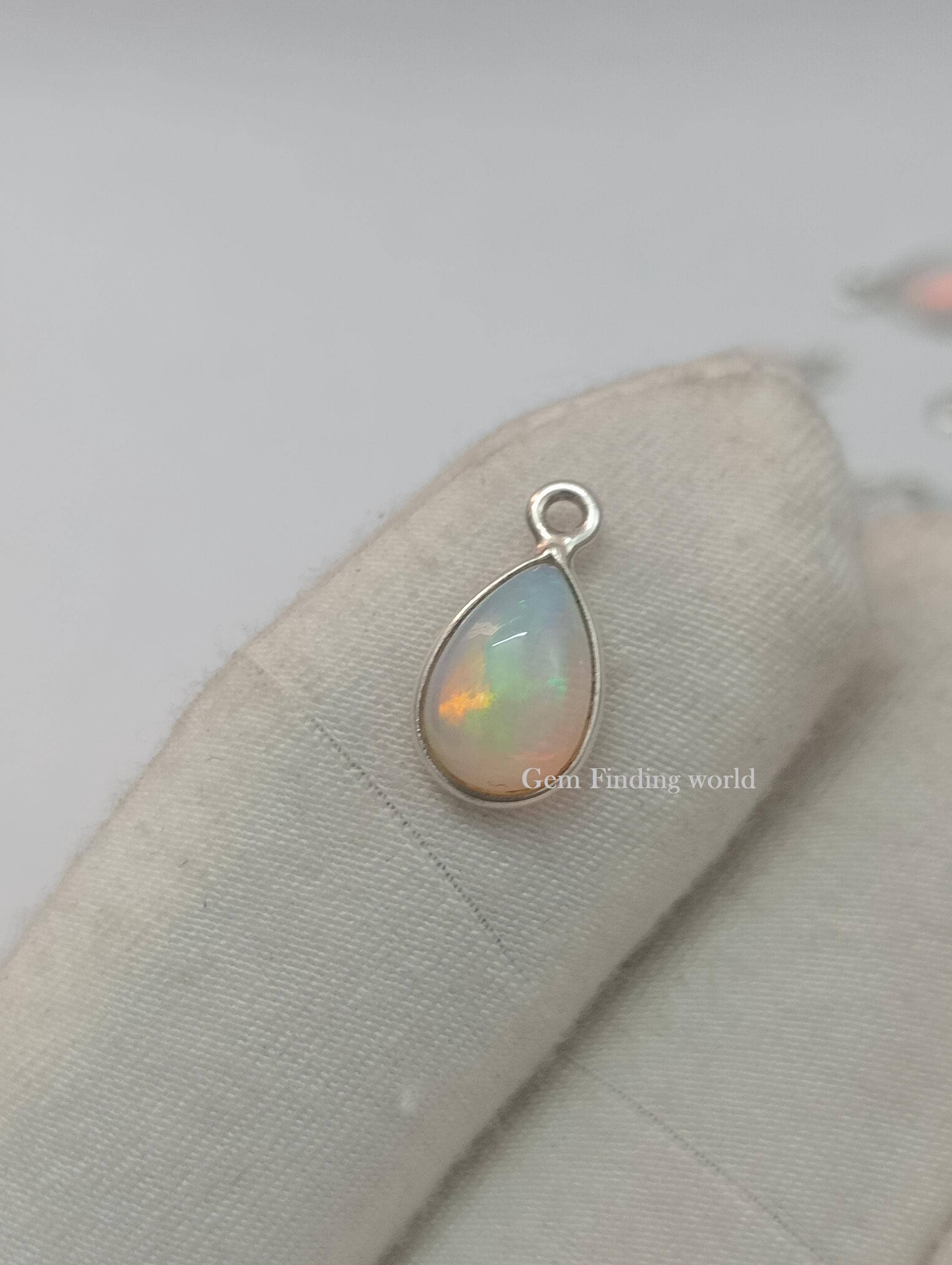Rishi Jewelry – wholesale Individual charm/pendant – Ethiopian Opal Gemstone Charm Pendant Silver Connector7