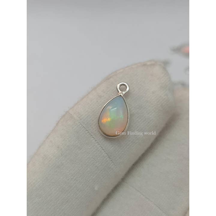 Rishi Jewelry – wholesale Individuell berlock/hänge – Etiopisk opal ädelstensberlock hängsmycke silveranslutning7