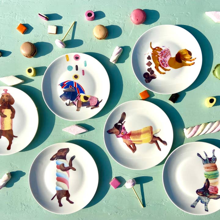 Bordy's - Wholesale Dinnerware Set - Sweet Wieners - Set of 6 Cake Plates 6