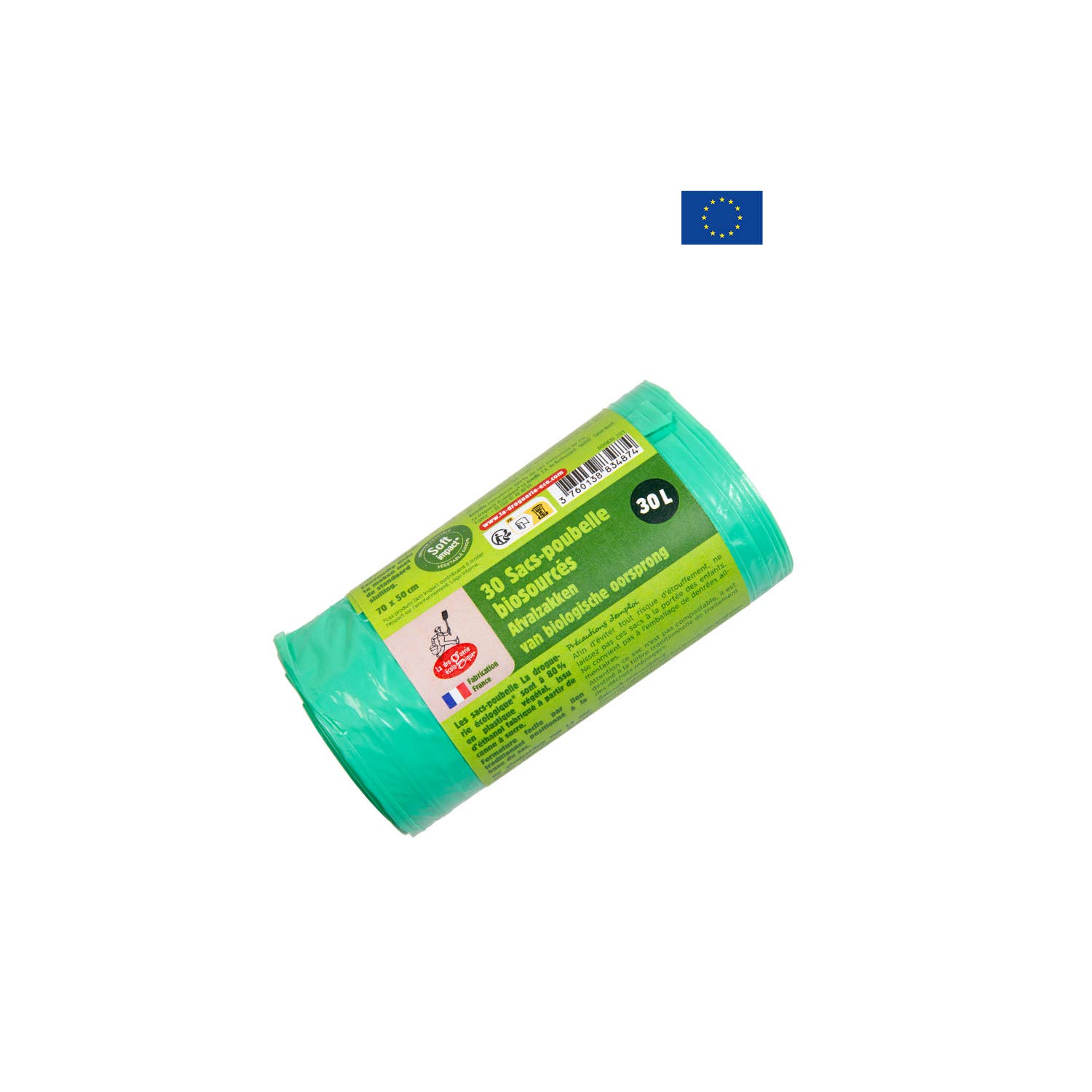 Ecodis - Grand Beau - Venta al por mayor Papeleras - Bolsa de basura bioplástica de 30 L, rollo de 30 bolsas en exhibición - La Droguerie