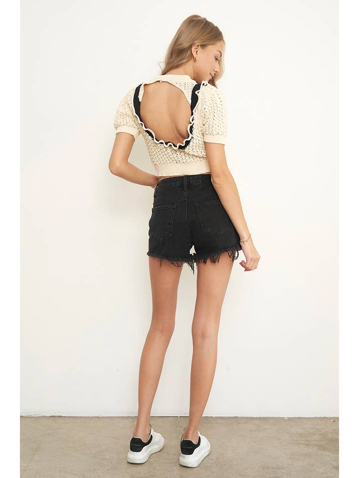 Insane Gene USA - Wholesale Shorts - Women's - Flip Waistband Long Fray Hem Denim Shorts