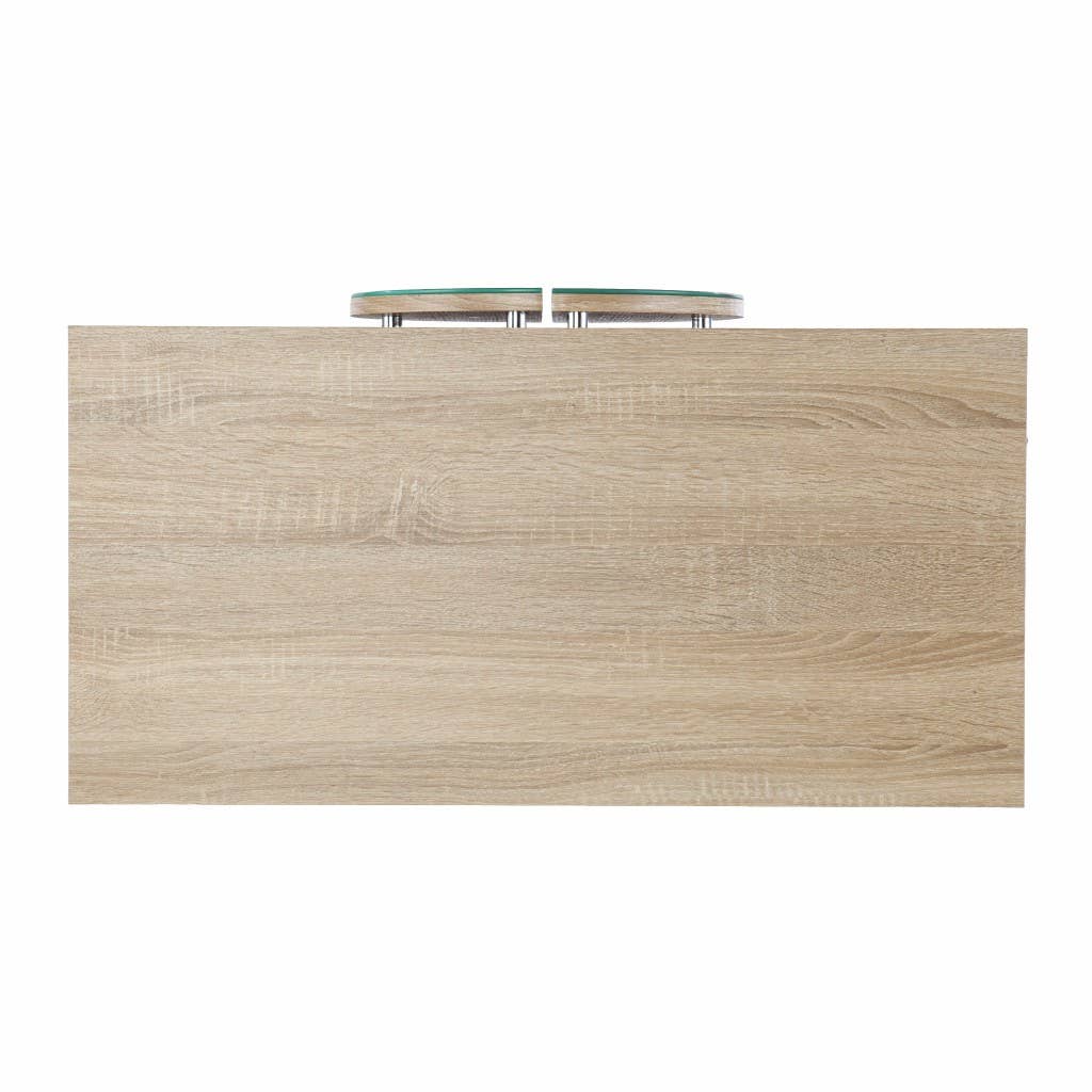 HomeRoots – Armário por atacado – 32" Círculo Espelhado Natural e Cromado Armário Bar de Porta Dupla Porta Dupla4