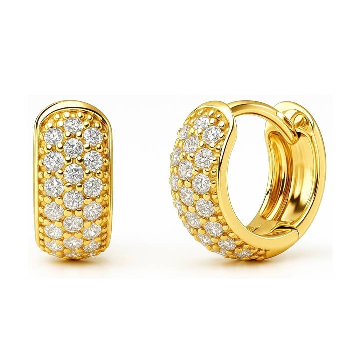 BERRICLE Sterling Sølv Dome CZ Mini Huggie Øreringe 0,5" for engroshandel hos BERRICLE