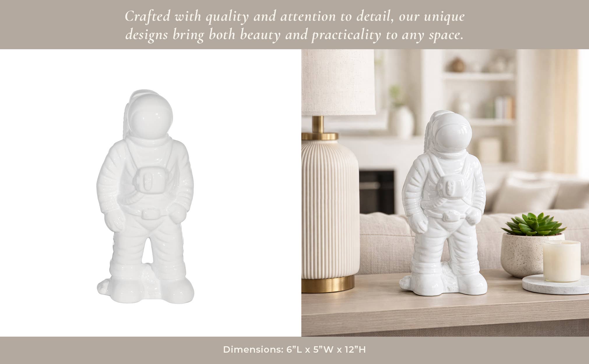 Sagebrook Home - Wholesale Decorative Figurine - Decorative Figurine - White Ceramic Modern Astronaut, 12 in.11