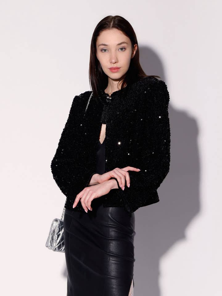 Janelle Jacket, Black Sequin for wholesale by Walter Baker