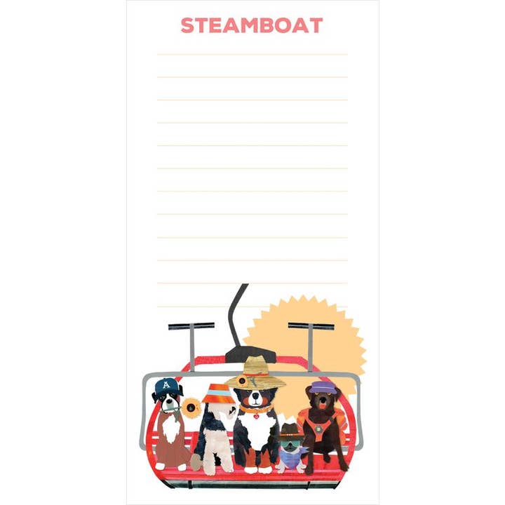 "Summer Doggie Chairlift Steamboat Notepad" – Writing Pad for wholesale by Lilybart LLC