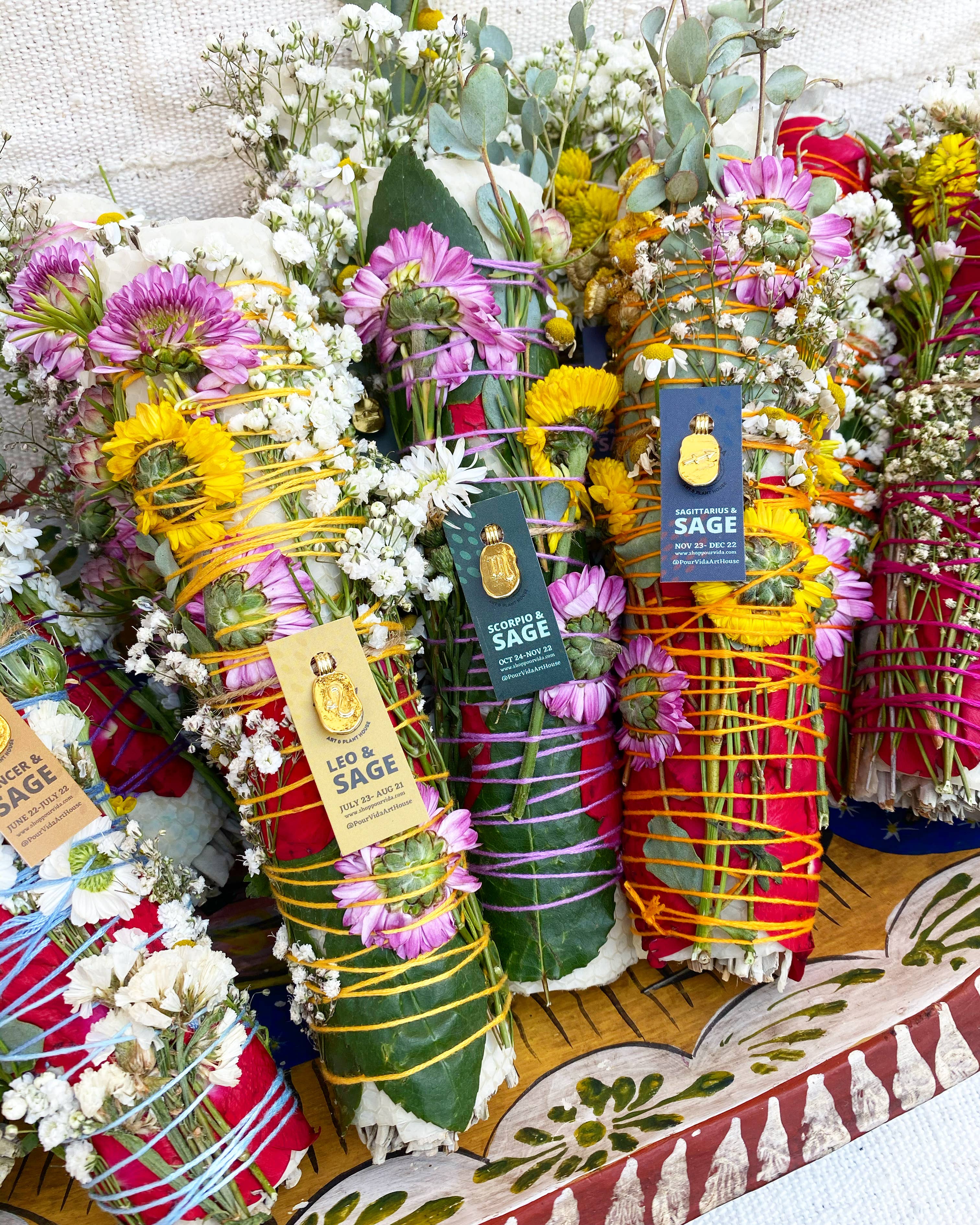 Pour Vida - Wholesale Smudge Stick - Scorpio & Sage Zodiac Smudge Stick, 9"4