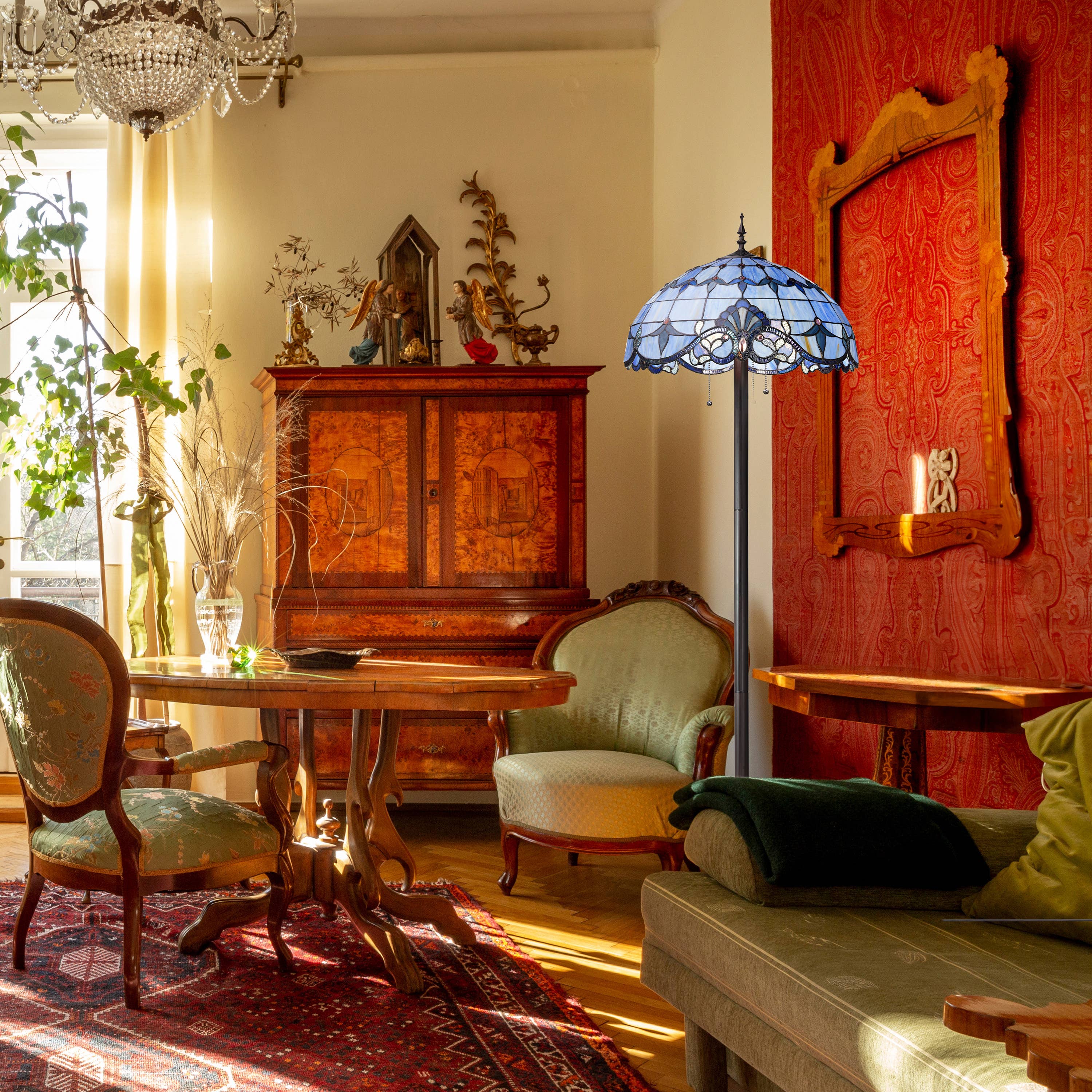 River of Goods - Wholesale Floor Lamp - 64"H Allistar Stained Glass Bowl Candlestick Floor Lamp3