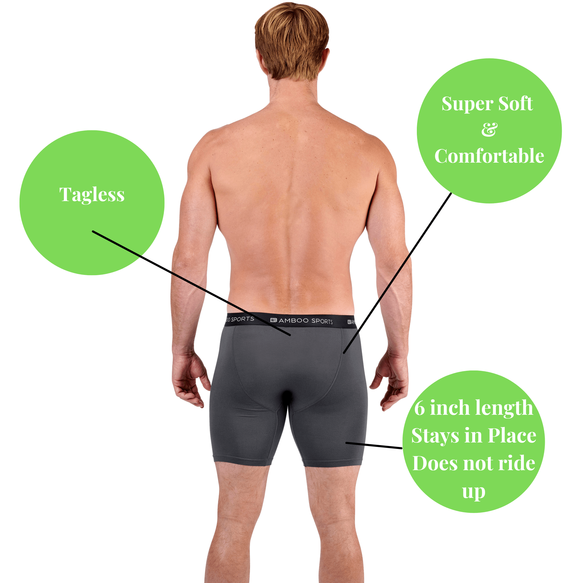 Bamboo Sports - Vendita all'ingrosso Intimo - Uomo - Boxer da uomo in rayon di bambù con cuciture interne da 15,2 cm, confezione da 423