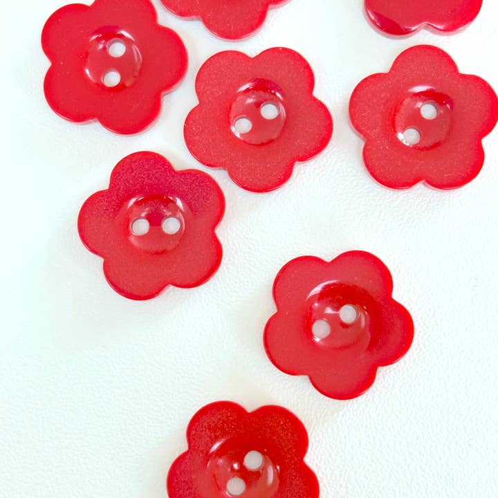 40-26299 - 32L (20mm) Red Flower Button for wholesale by The Button Company