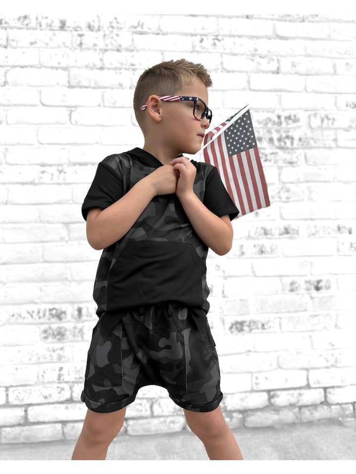 Remi + Rae Co. – Engroshandel Shorts - Børn – BAMBOO HAREM SHORTS - BLACK OPS1