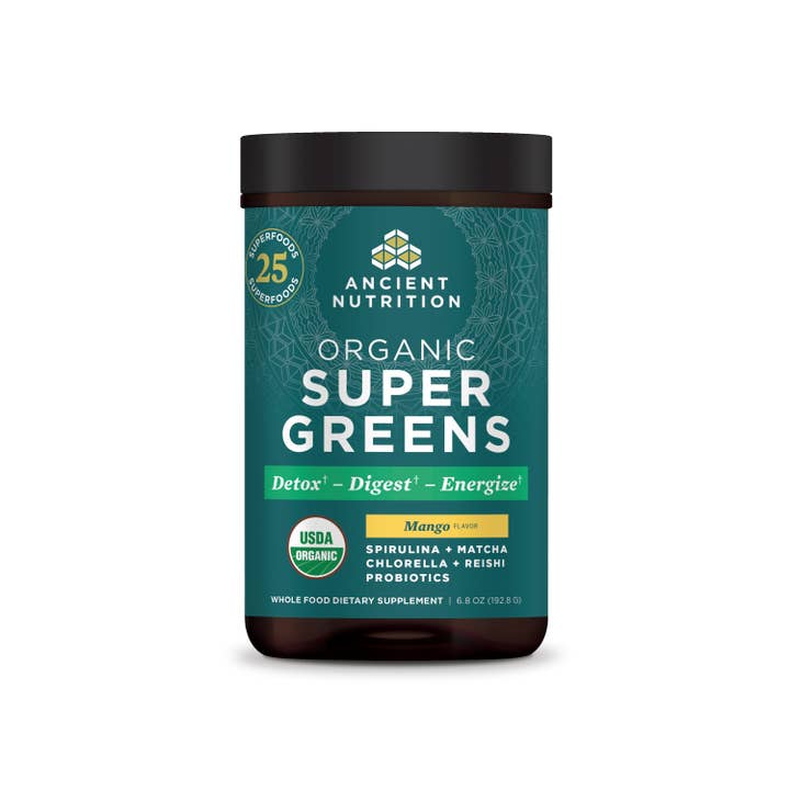 Organic SuperGreens | Powder Mango Flavor (25 Servings) for wholesale by Ancient Nutrition