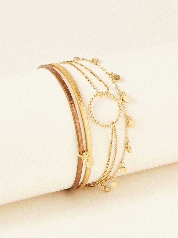 Læderarmbånd og kæde - Léna for engroshandel hos FlowersforZoe