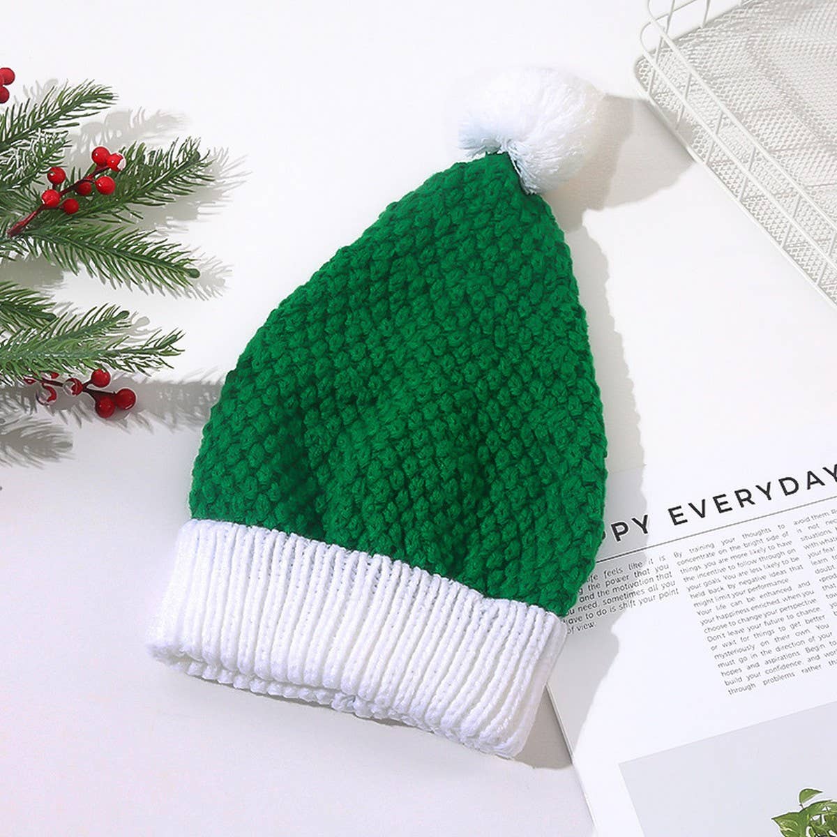 NINEXIS - Wholesale Beanie - Women's - CWAH04352_RED WHITE CHRISTMAS KNIT BEANIE HAT1