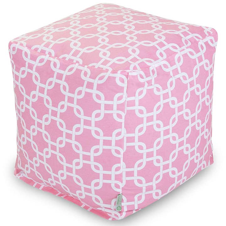 Majestic Home Goods Soft Pink Links Ottoman Cube for wholesale by Majestic Home Goods
