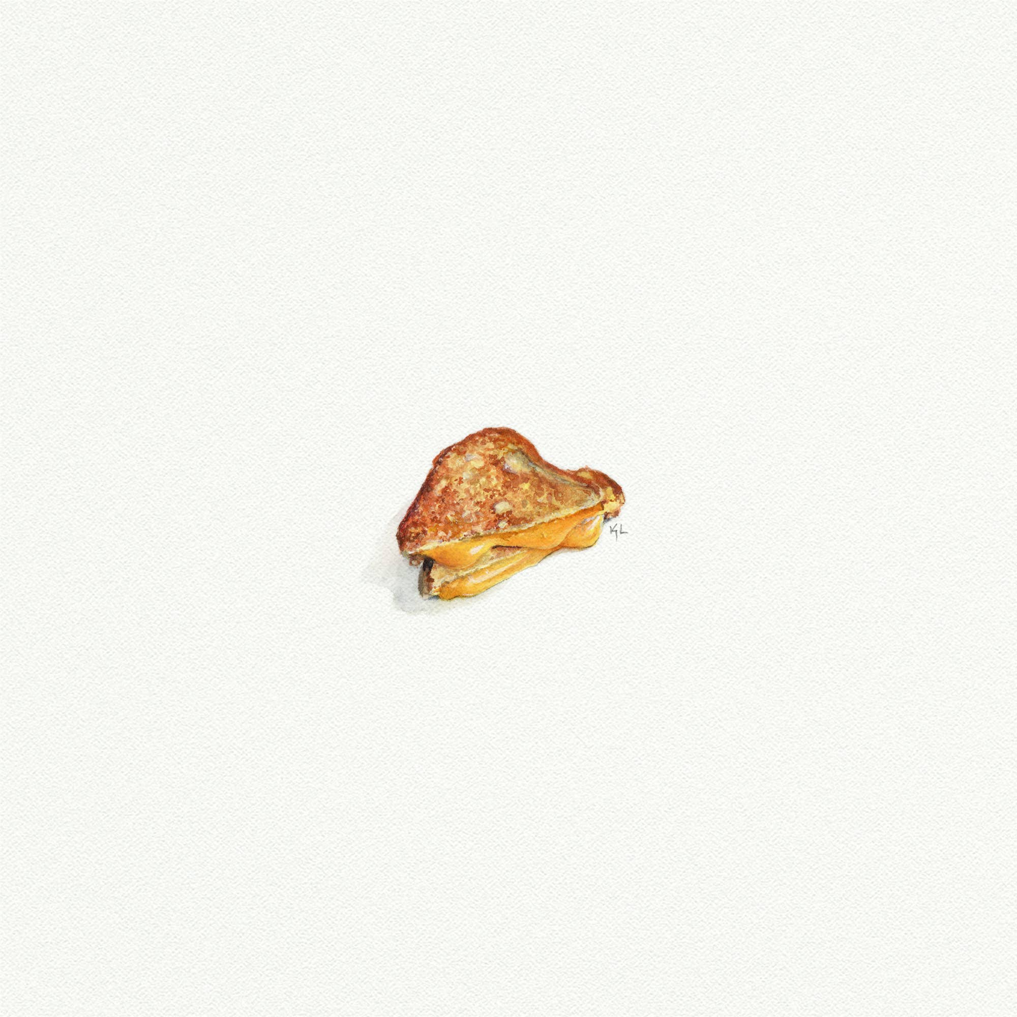 Karen Libecap Tiny Paintings - Wholesale Art Print - Grilled Cheese Sandwich Miniature Watercolor Painting - Art Print2