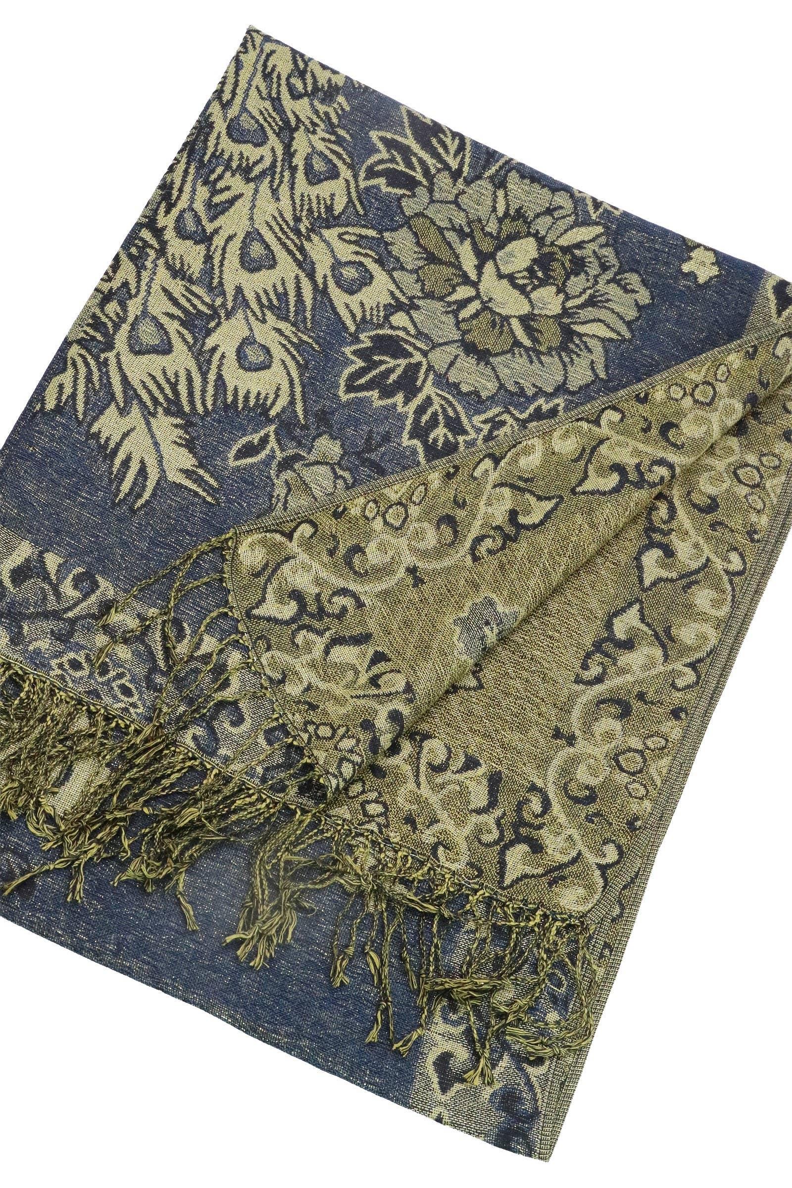ASSORTED Peacock Peony Floral Metallic Pashmina Shawl Scarf for wholesale on Faire7