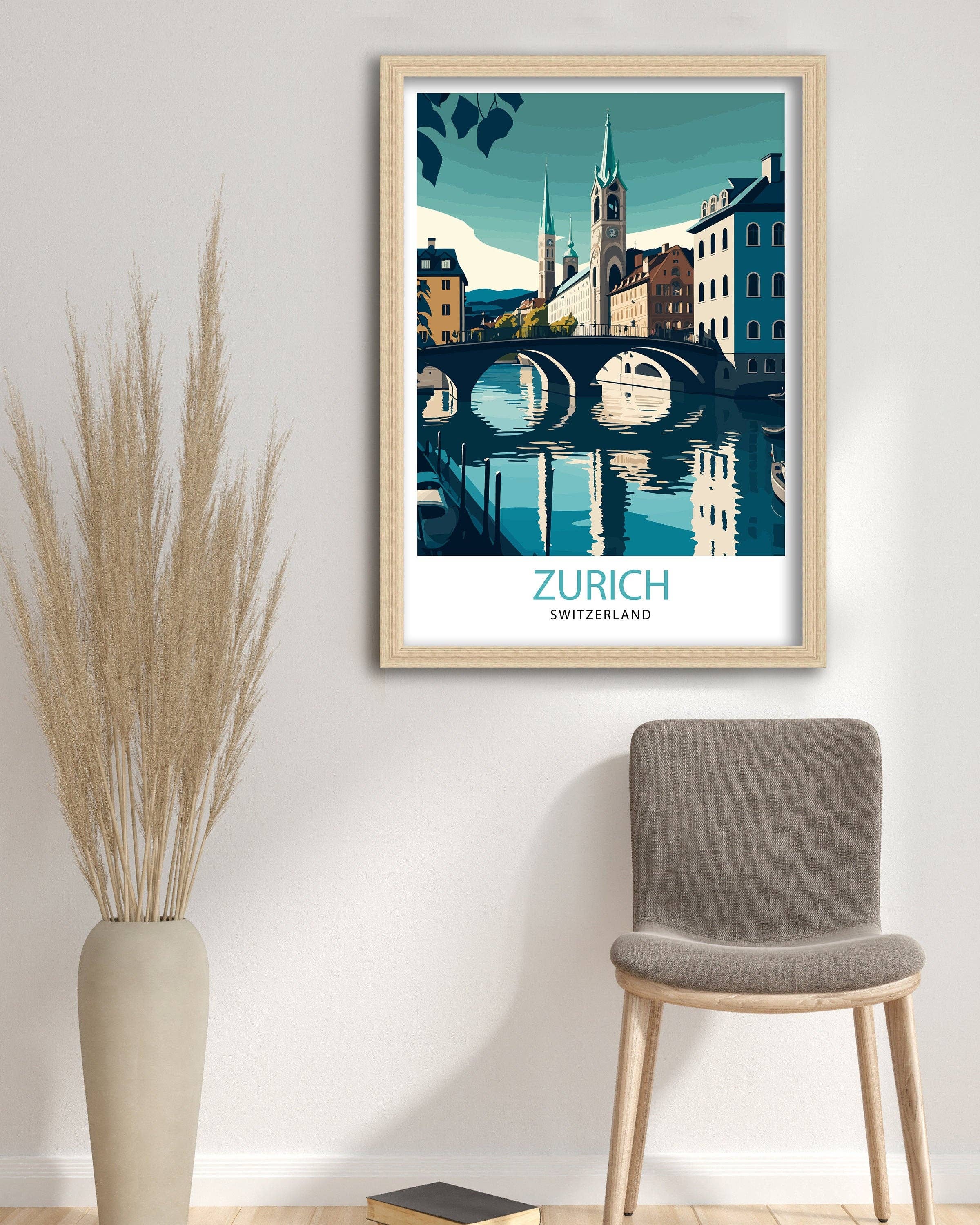 InkNPrintz – wholesale Art print – Zurich Switzerland Travel Poster Zurich1