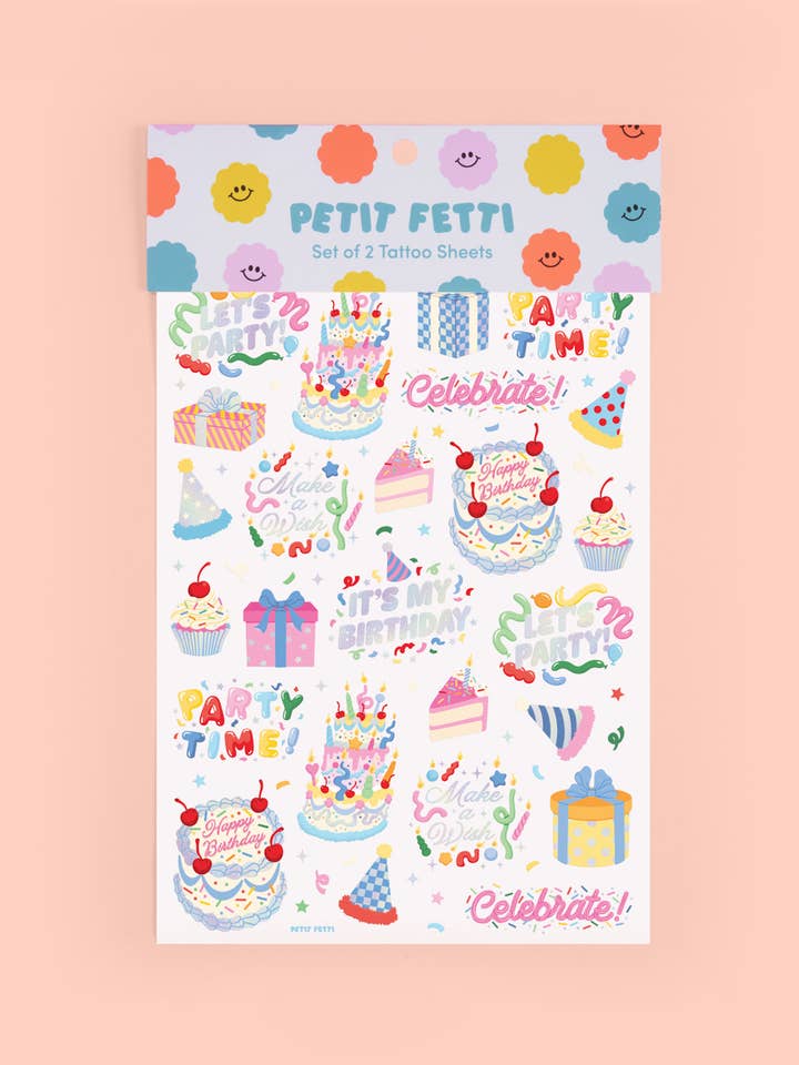 Faisons la fête ! Tats - 50 tatouages temporaires pour la vente par Petit Fetti
