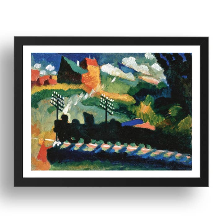 Jernbane ved Murnau 1909 af Wassily Kandinsky, 17x13" ramme for engroshandel hos PERIOD PRINTS