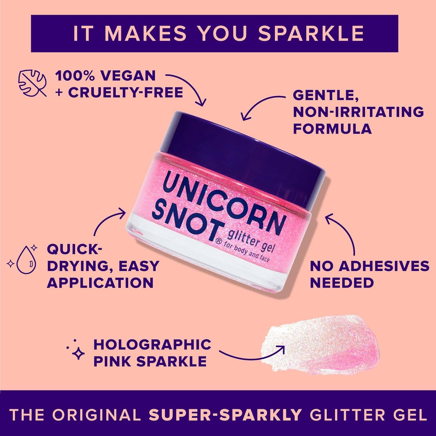 Unicorn Snot | Glitter Beauty - Wholesale Body Glitter/Shimmer - Original Glitter Gel | Flamingo-Pink | Body Glitter | Shiny3