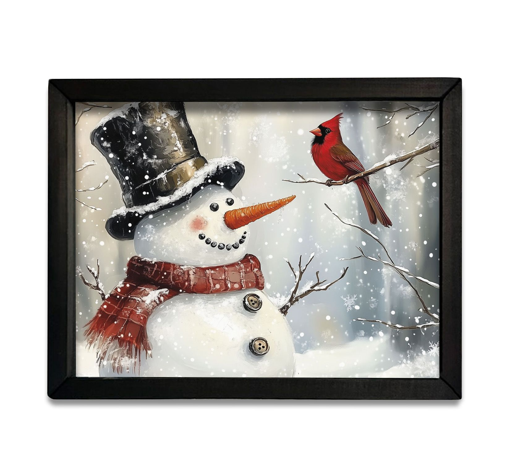 JanMichaels Art & Home – Großhandel Wandschild – HMK120 Schneemann Kardinal Box Rahmen1