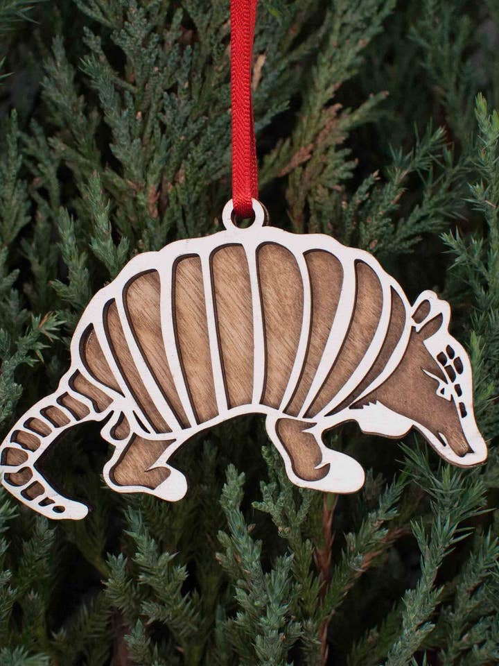 Armadillo Christmas Ornament, Texas state animal ornaments for wholesale by The Little Ornament Shop