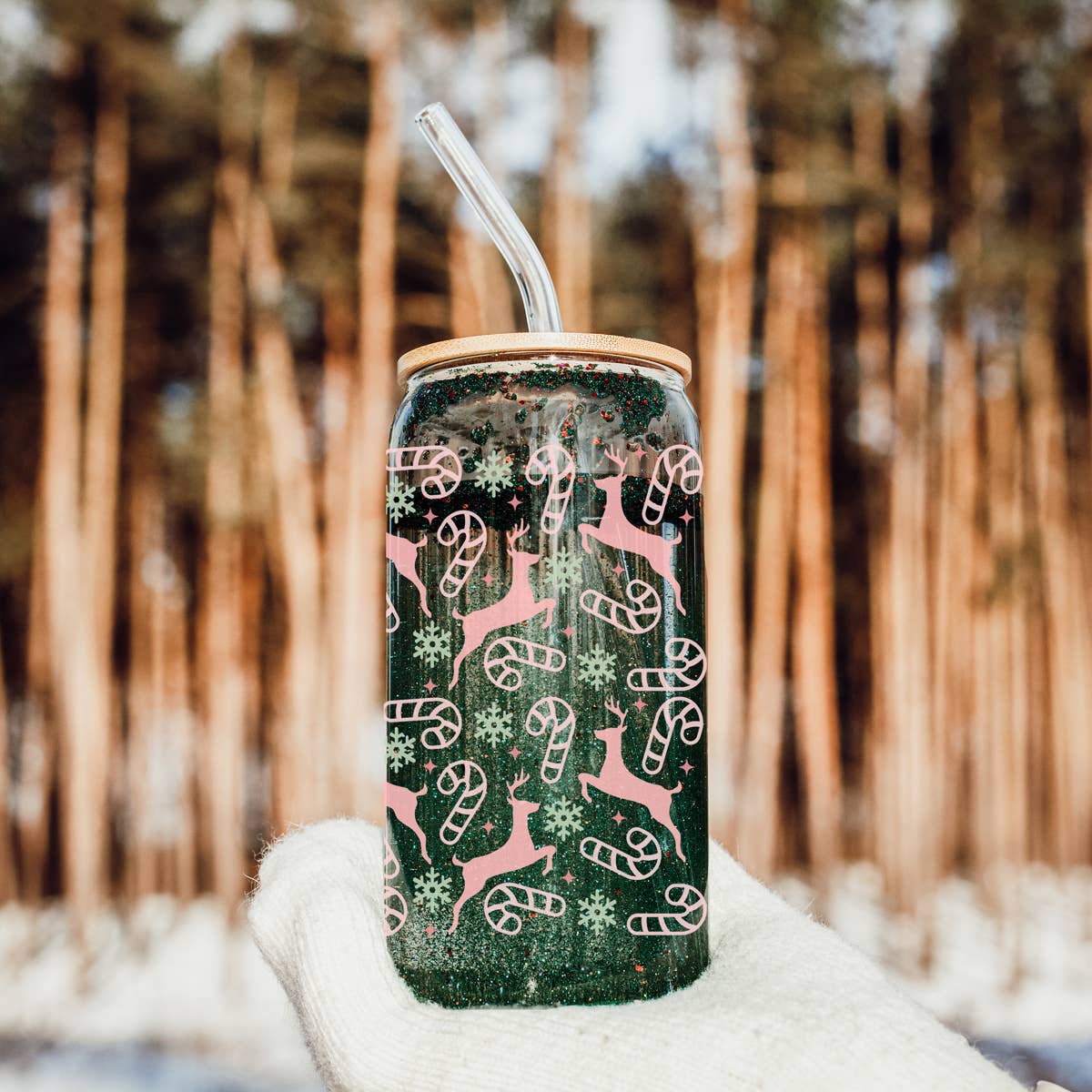 Gia Roma - Wholesale Drinking Glass/Cup - Vintage Christmas Glass Cups with Straw, Kitchen Decoration83