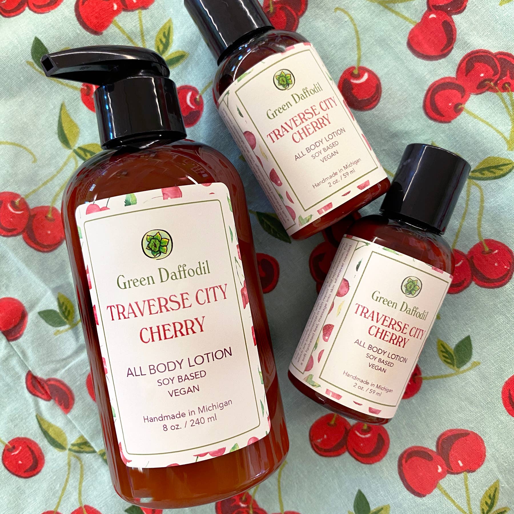 Green Daffodil Bath & Body - Wholesale Body Cream/Lotion - Traverse City Cherry Soy Lotion Pump Bottle - Michigan4