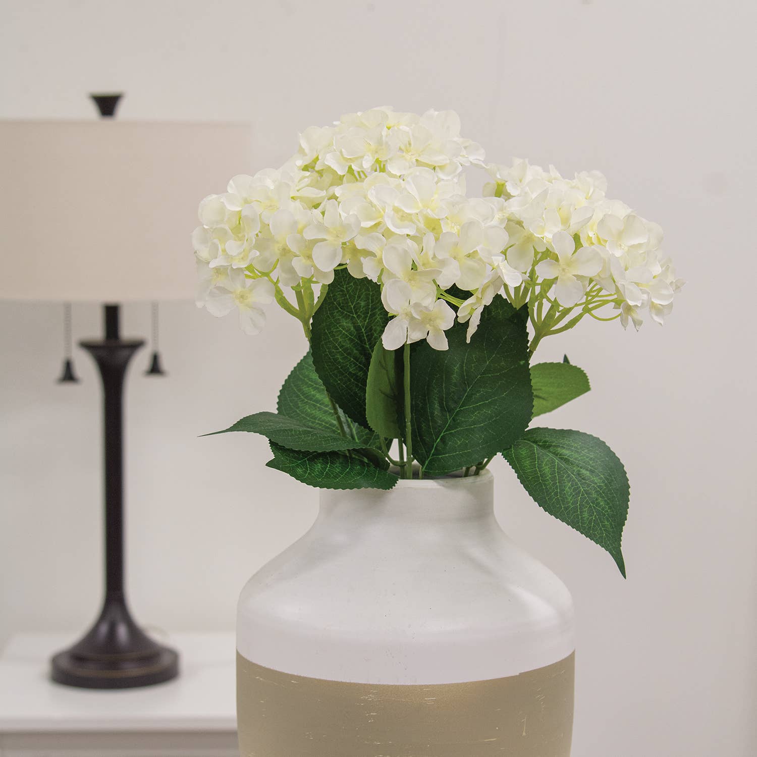 Saybrook Lane - Wholesale Artificial Flowers - White Hydrangea Bush - 17"H1