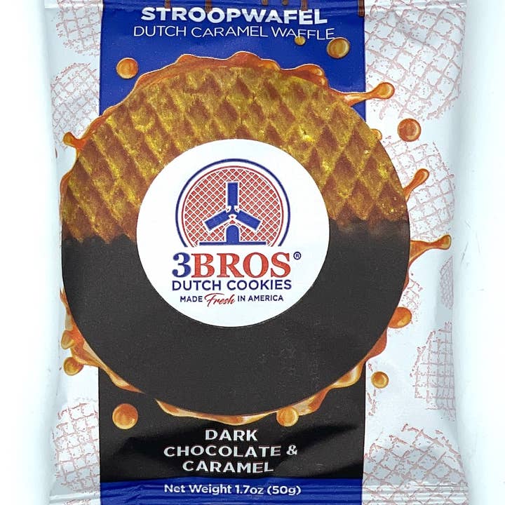 16 stroopwafels enrobés de chocolat noir pour la vente par 3Bros