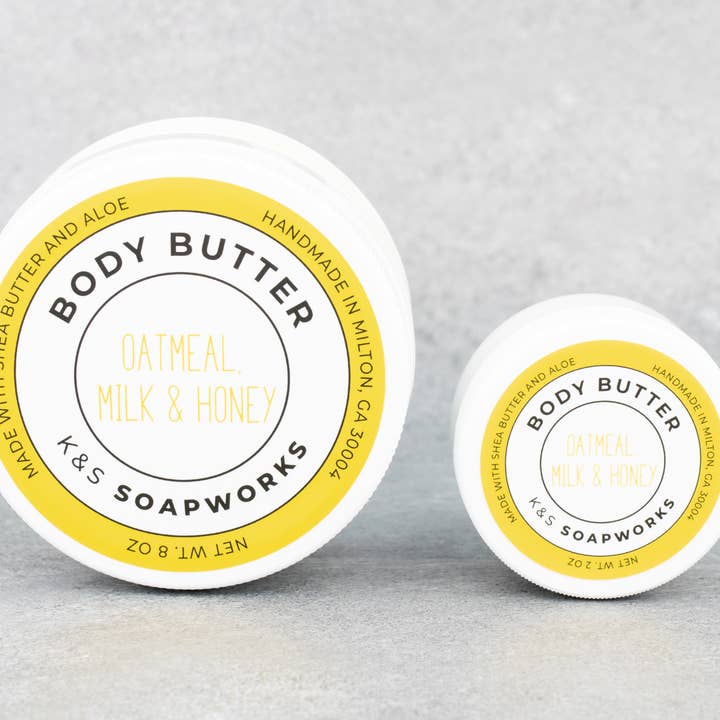 2oz Oatmeal, Milk & Honey Body Butter for wholesale by K&S Soapworks