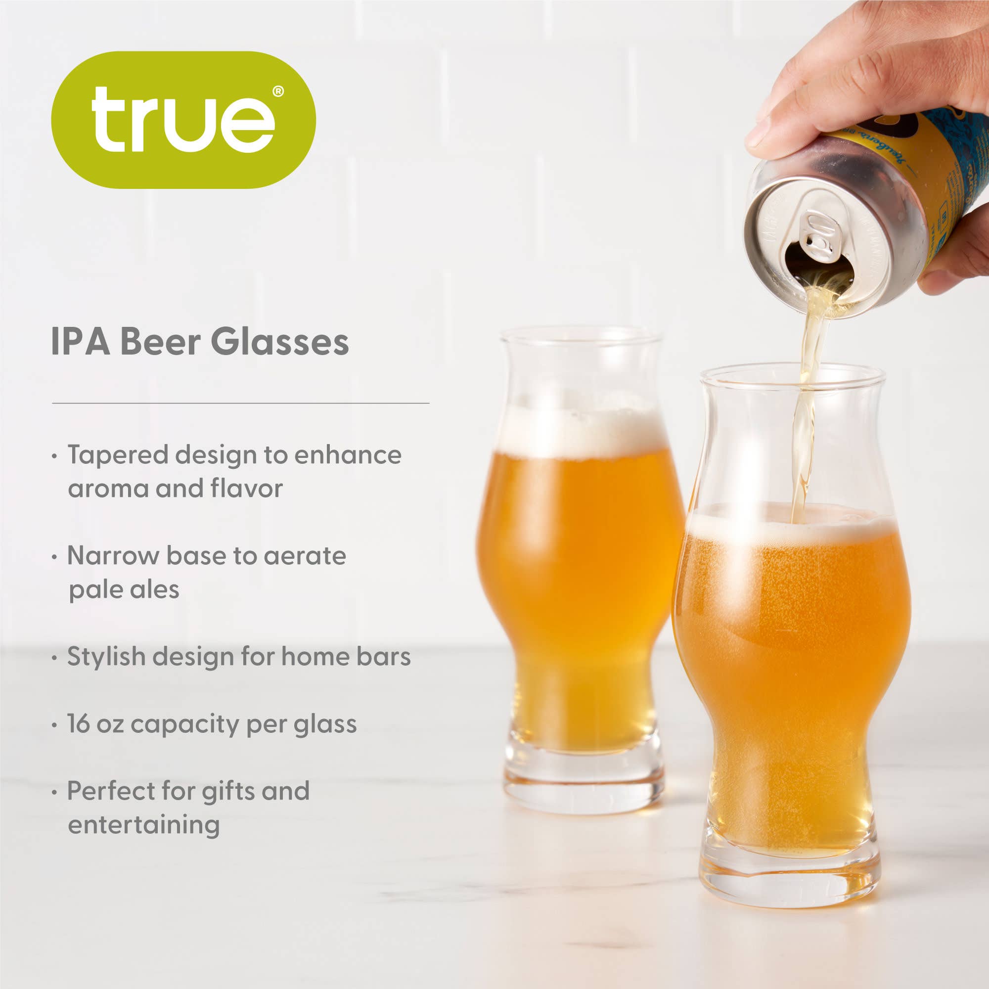 TRUE - Wholesale Beer Glass/Mug - Tapered Glass IPA Beer Glasses Set of 44