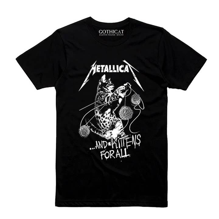 Metallicat "And Kittens for All" T-shirt for wholesale by Gothicat