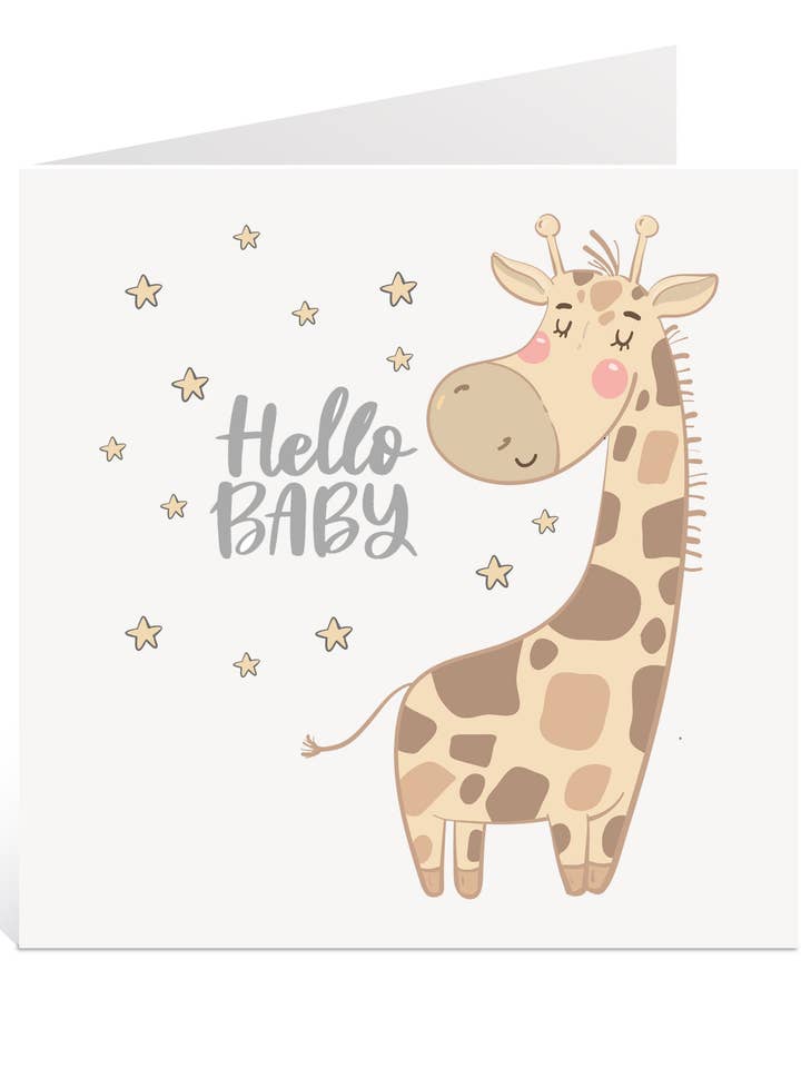 Giraffe New Baby Card for wholesale by Creationery