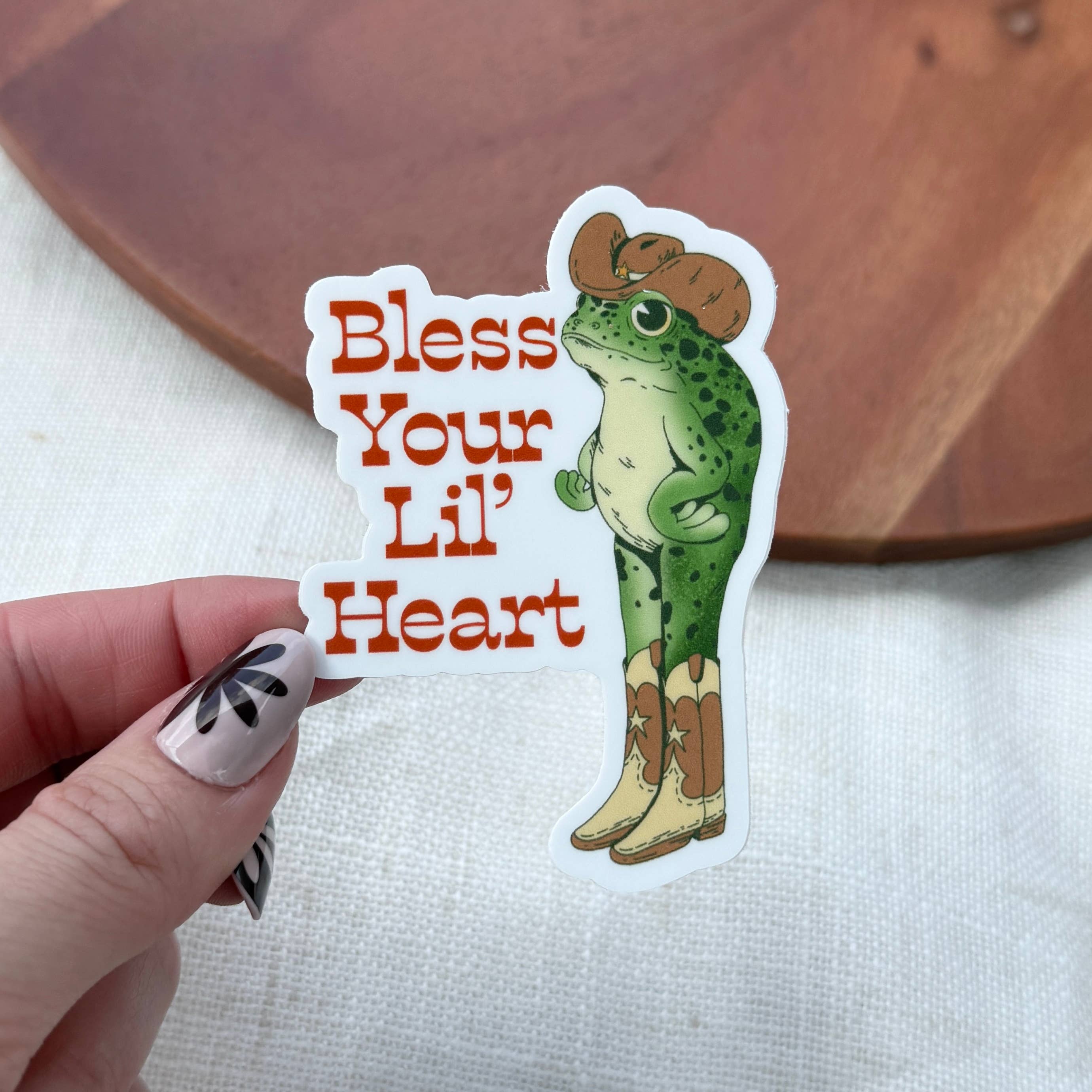 Big Moods - Wholesale Sticker - Bless Your Lil' Heart Southern Cowboy Frog Sticker