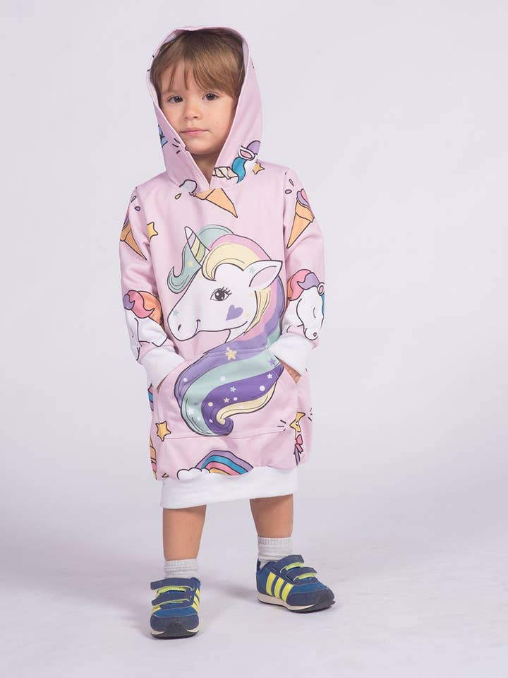 Robe-sweat pour enfant avec licorne arc-en-ciel | CAN-VESTN.11 pour la vente par Fishikii