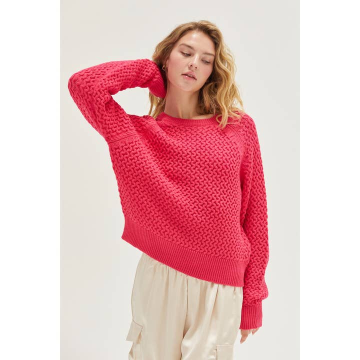 HYFVE - Wholesale Knit Sweater - Women's - DZ24F025-Swirl Knit Sweater