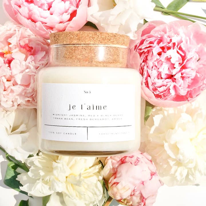 Forget Me Not Candle - Wholesale Jar/Filled Candle - Je T'aime 22 oz Glass Candle – Sold as a Case Of 3