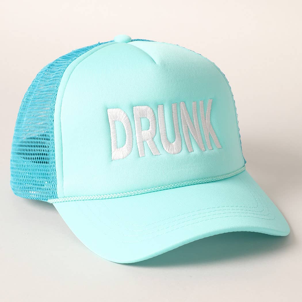 Fashion City - Vente Casquette de camionneur – femme - Casquette de camionneur à dos en maille brodée DRUNK12